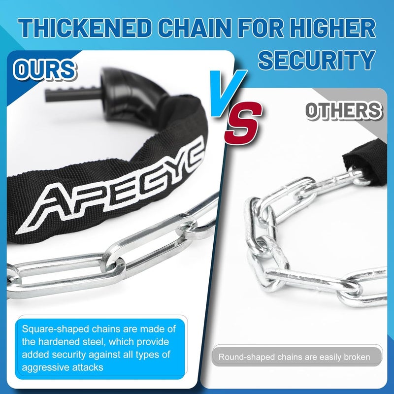 APECYC Heavy Duty Bike Chain Lock – 5 Digit Combination Anti-Theft Bicycle Lock, 3FT/4FT/5FT Hardened Steel Square Links for E-Bike, Motorcycle, Scooter, Gate - Image 4